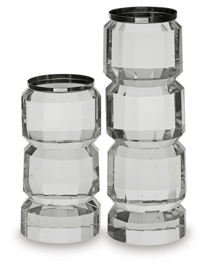 Brentley Clear/Silver Finish Candle Holder Set (Set of 2) - A2000770