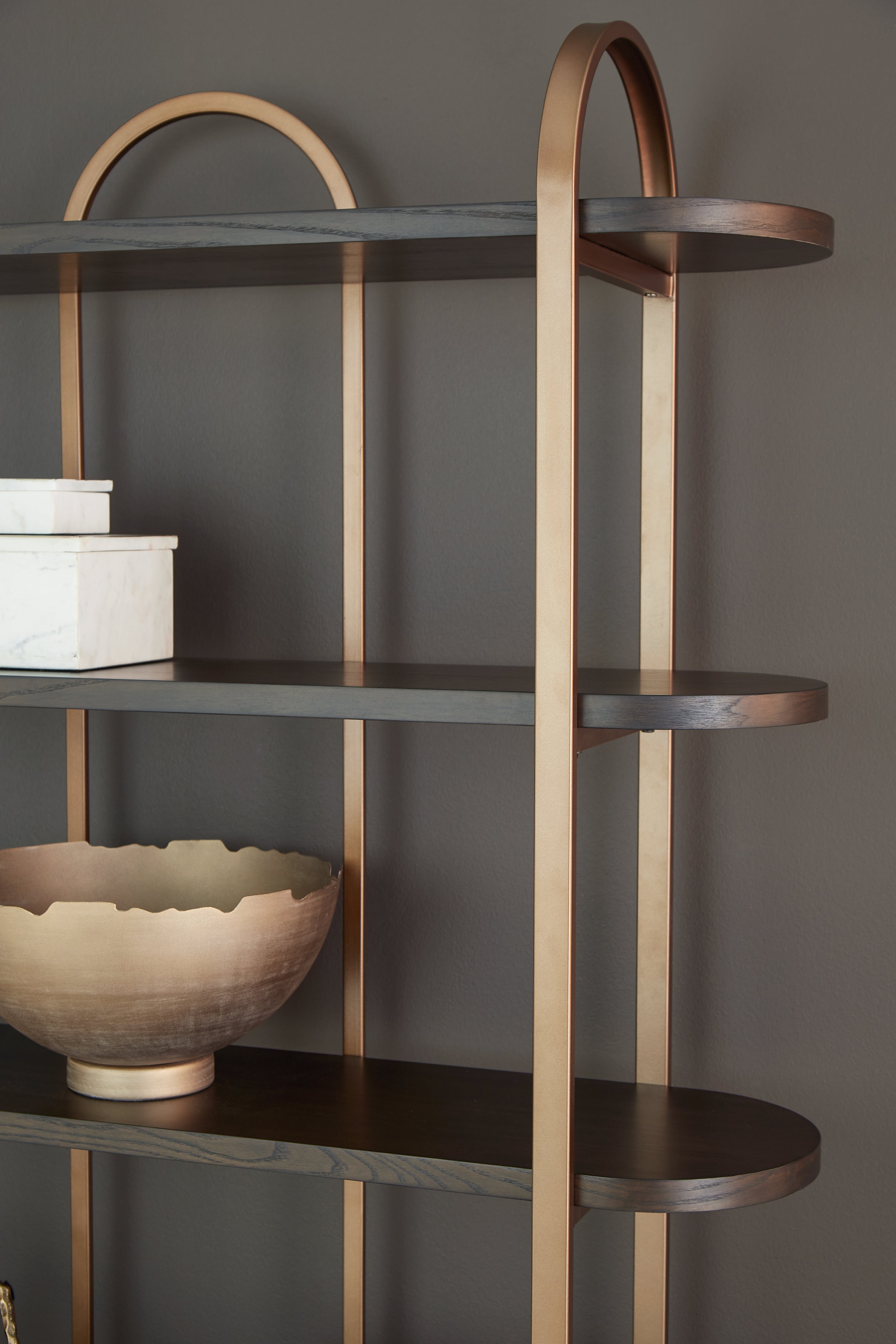 Brentmour Brown/Gold Finish Bookcase - A4000589