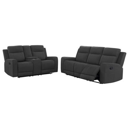 Brentwood 2-piece Upholstered Motion Reclining Sofa Set Black - 610284-S2