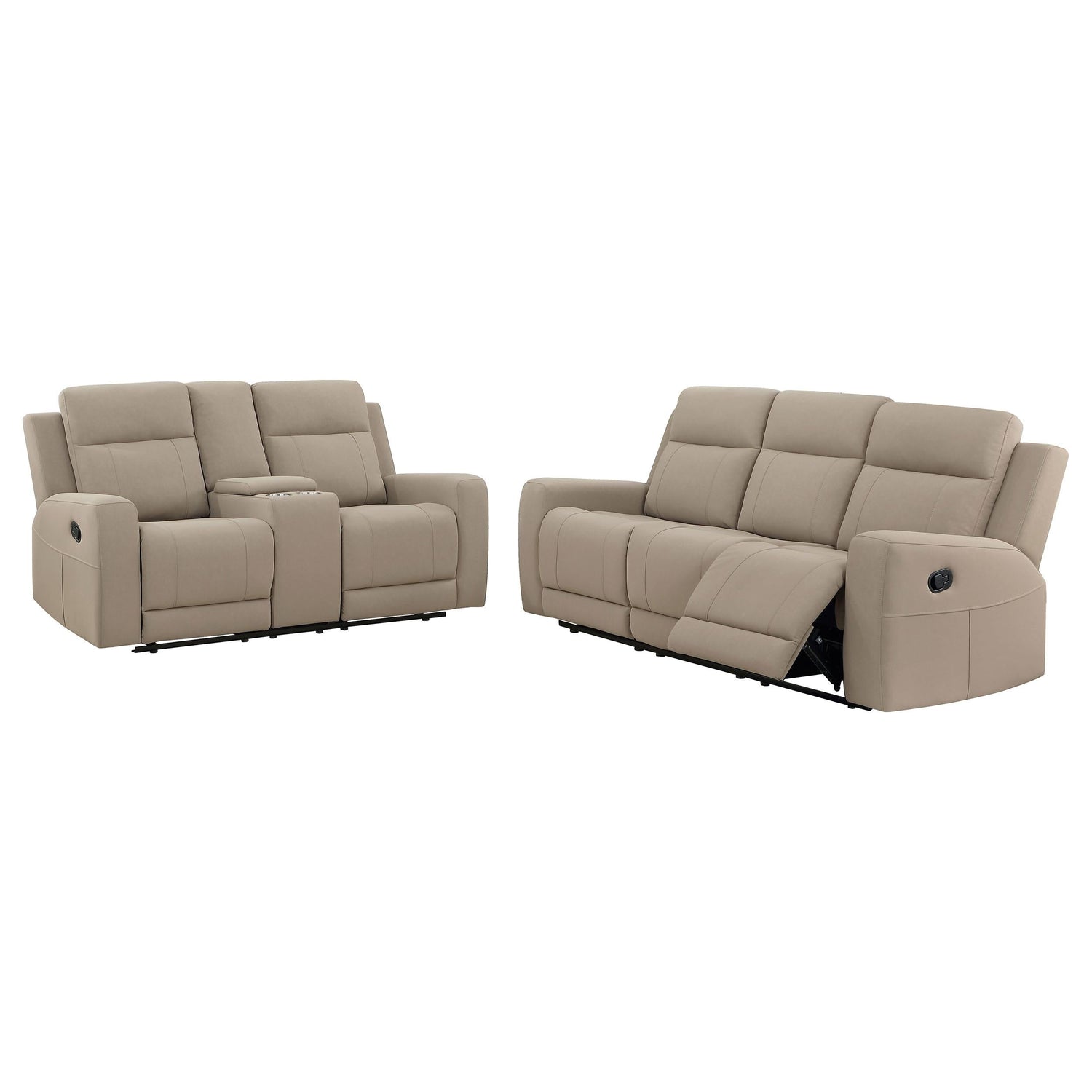 Brentwood Taupe 2-Piece Upholstered Motion Reclining Sofa Set from Coaster - Luna Furniture