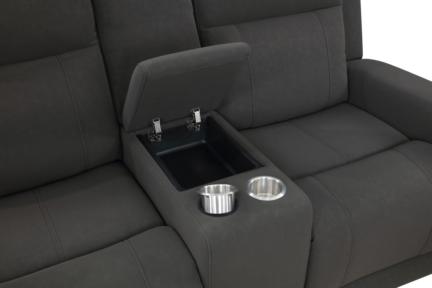 Brentwood Upholstered Motion Reclining Loveseat with Console Black - 610285