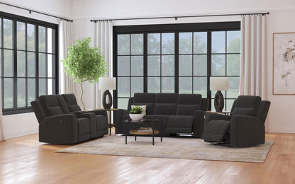 Brentwood Upholstered Motion Reclining Loveseat with Console Black - 610285