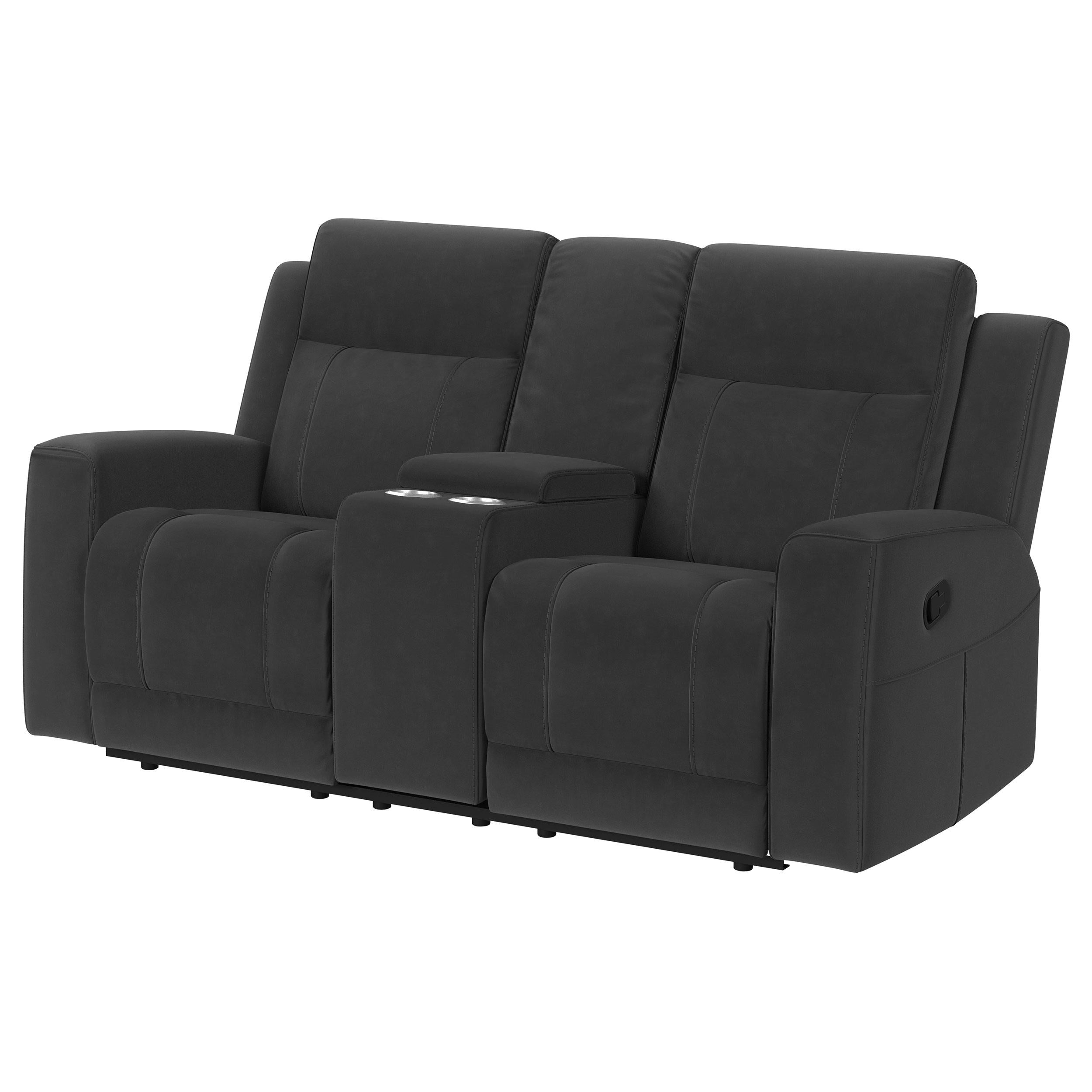 Brentwood Upholstered Motion Reclining Loveseat with Console Black - 610285