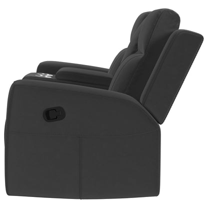 Brentwood Upholstered Motion Reclining Loveseat with Console Black - 610285