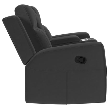 Brentwood Upholstered Motion Reclining Loveseat with Console Black - 610285