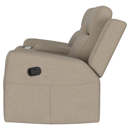 Brentwood Upholstered Motion Reclining Loveseat with Console Taupe - 610282
