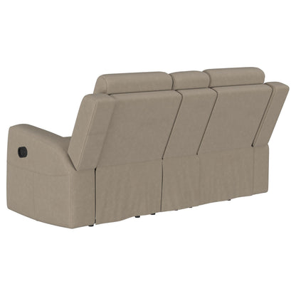 Brentwood Upholstered Motion Reclining Loveseat with Console Taupe - 610282