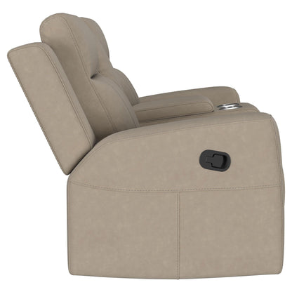 Brentwood Upholstered Motion Reclining Loveseat with Console Taupe - 610282