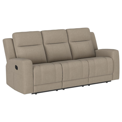 Brentwood Taupe Upholstered Motion Reclining Sofa from Coaster - Luna Furniture