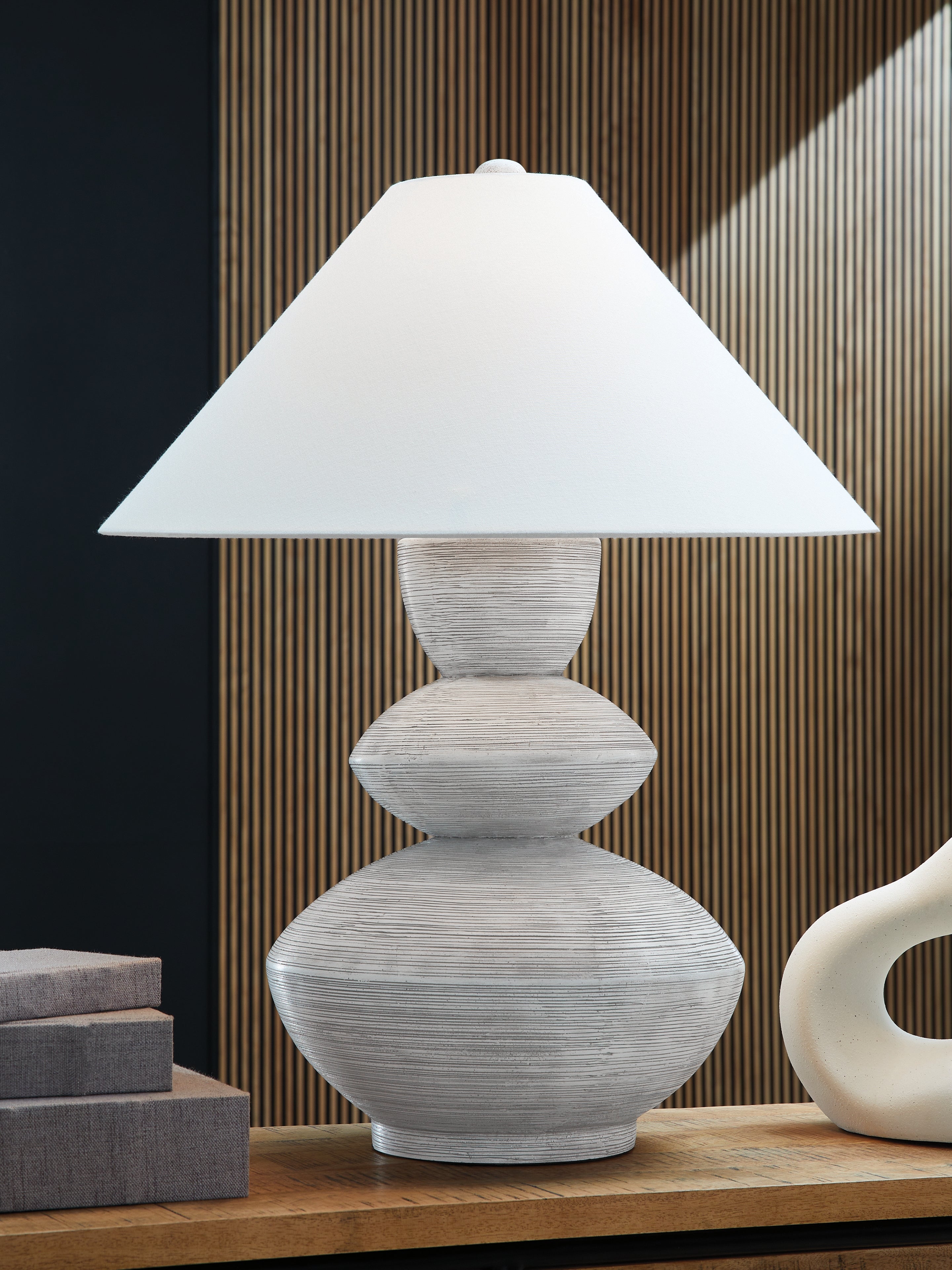 Brickdon Distressed White Table Lamp - Thumbnail 2