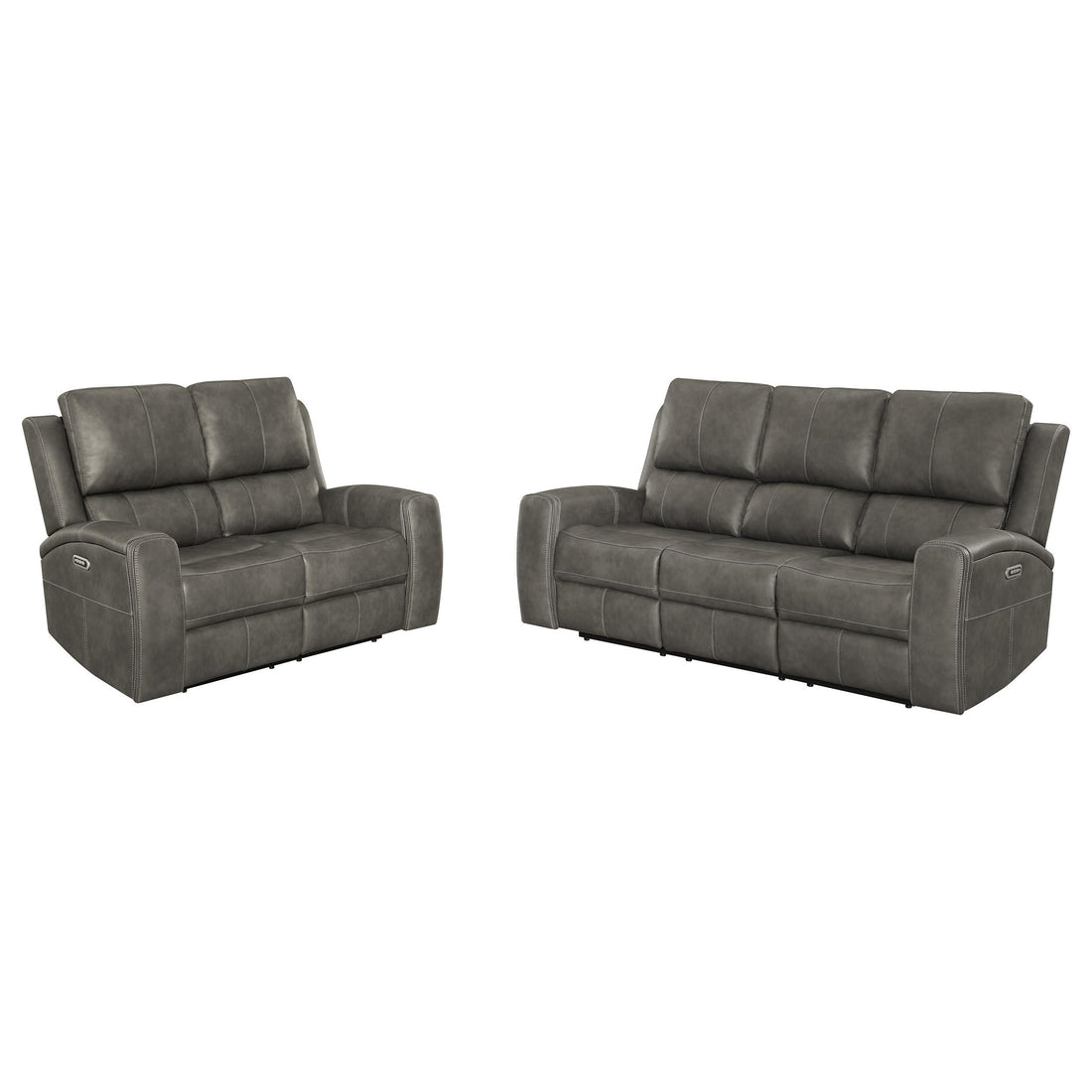 Brickston 2-piece Triple Power Reclining Sofa Set Charcoal - 603431PPP-S2