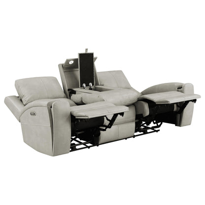 Brickston 2-piece Triple Power Reclining Sofa Set Grey - 603434PPP-S2