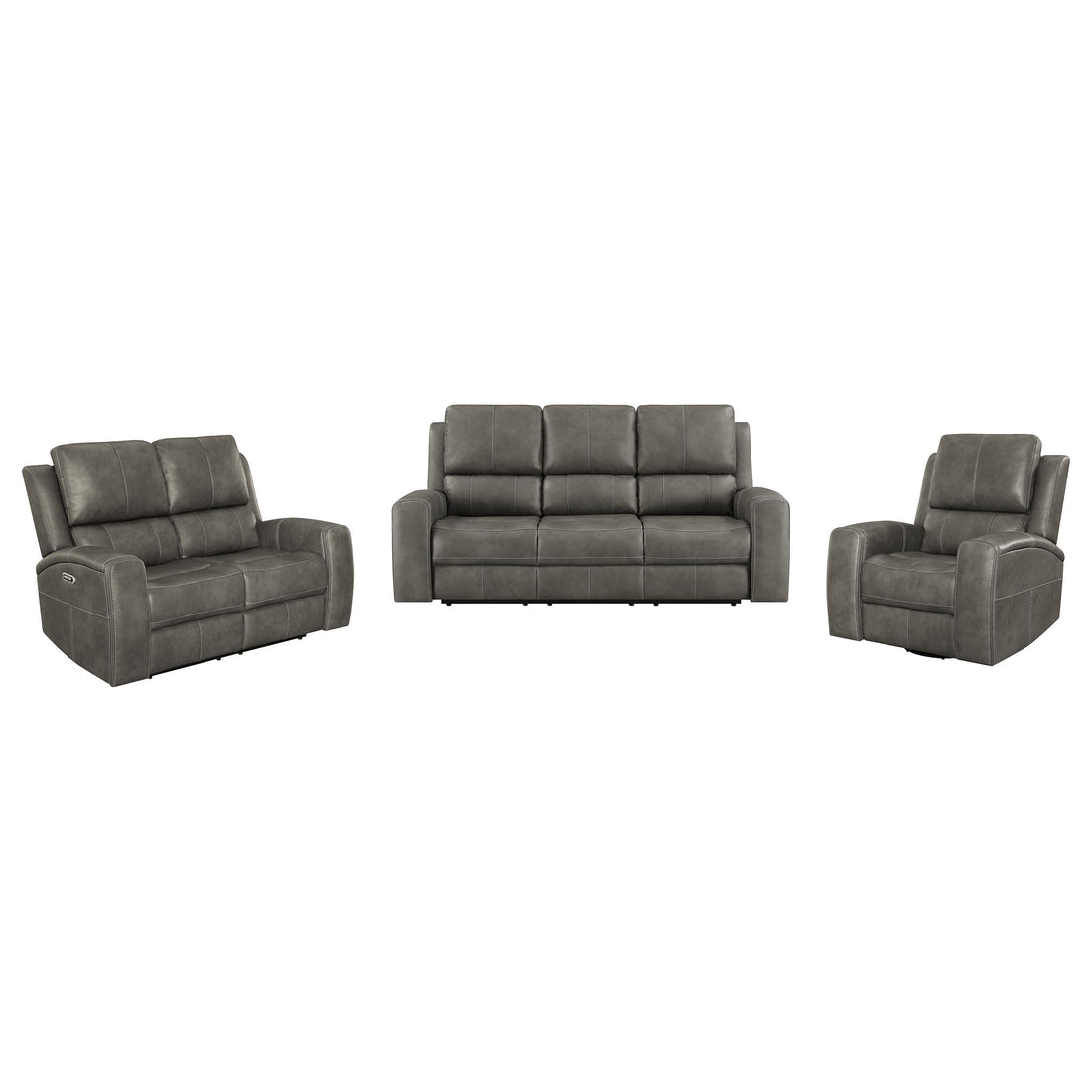 Brickston 3-piece Triple Power Reclining Sofa Set Charcoal - 603431PPP-S3