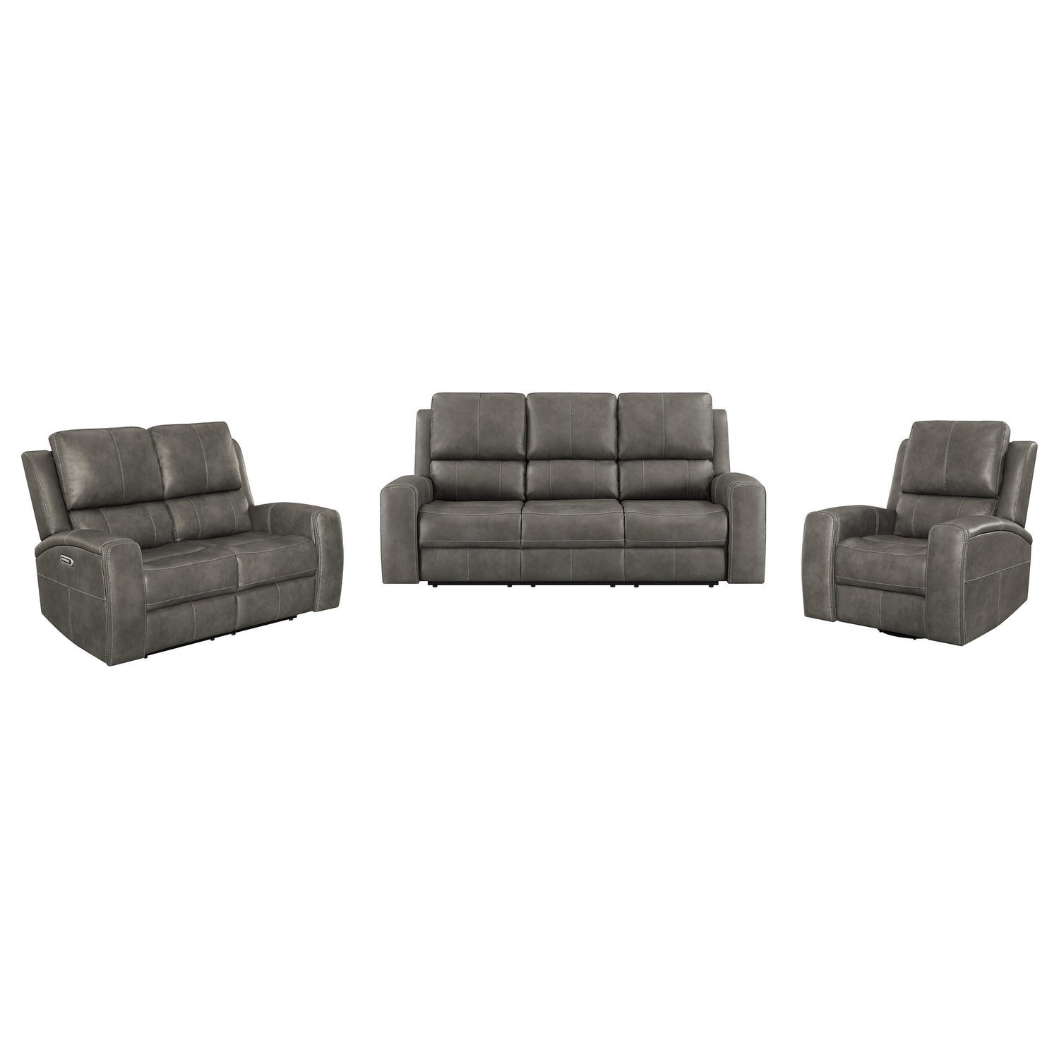 Brickston 3-piece Triple Power Reclining Sofa Set Charcoal - 603431PPP-S3