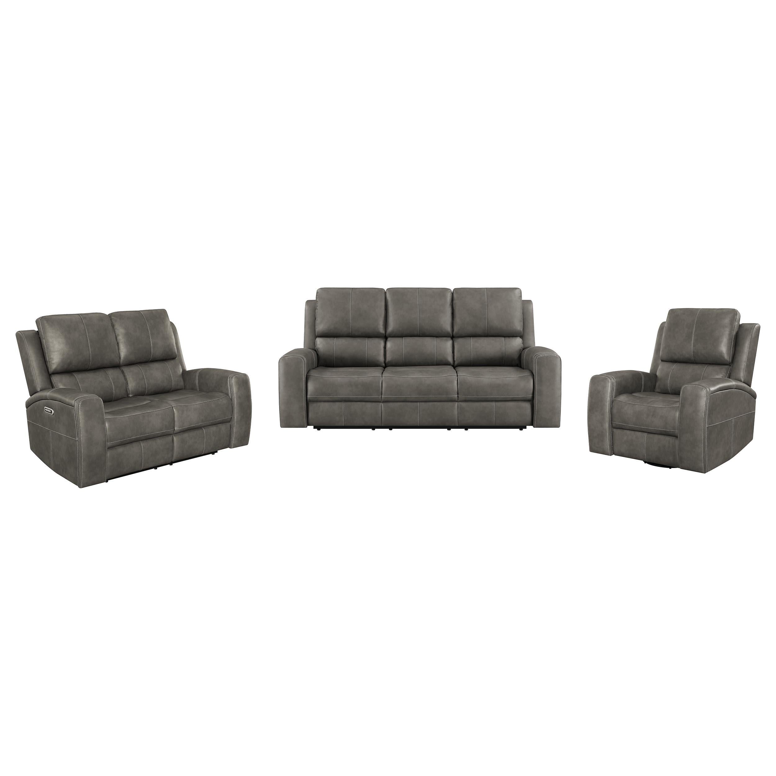 Brickston 3-piece Triple Power Reclining Sofa Set Charcoal - 603431PPP-S3