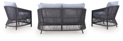 Bridges Beach Gray Outdoor Love/Chairs/Table Set (Set of 4) - PCP391-080