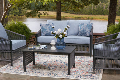 Bridges Beach Gray Outdoor Love/Chairs/Table Set (Set of 4) - PCP391-080