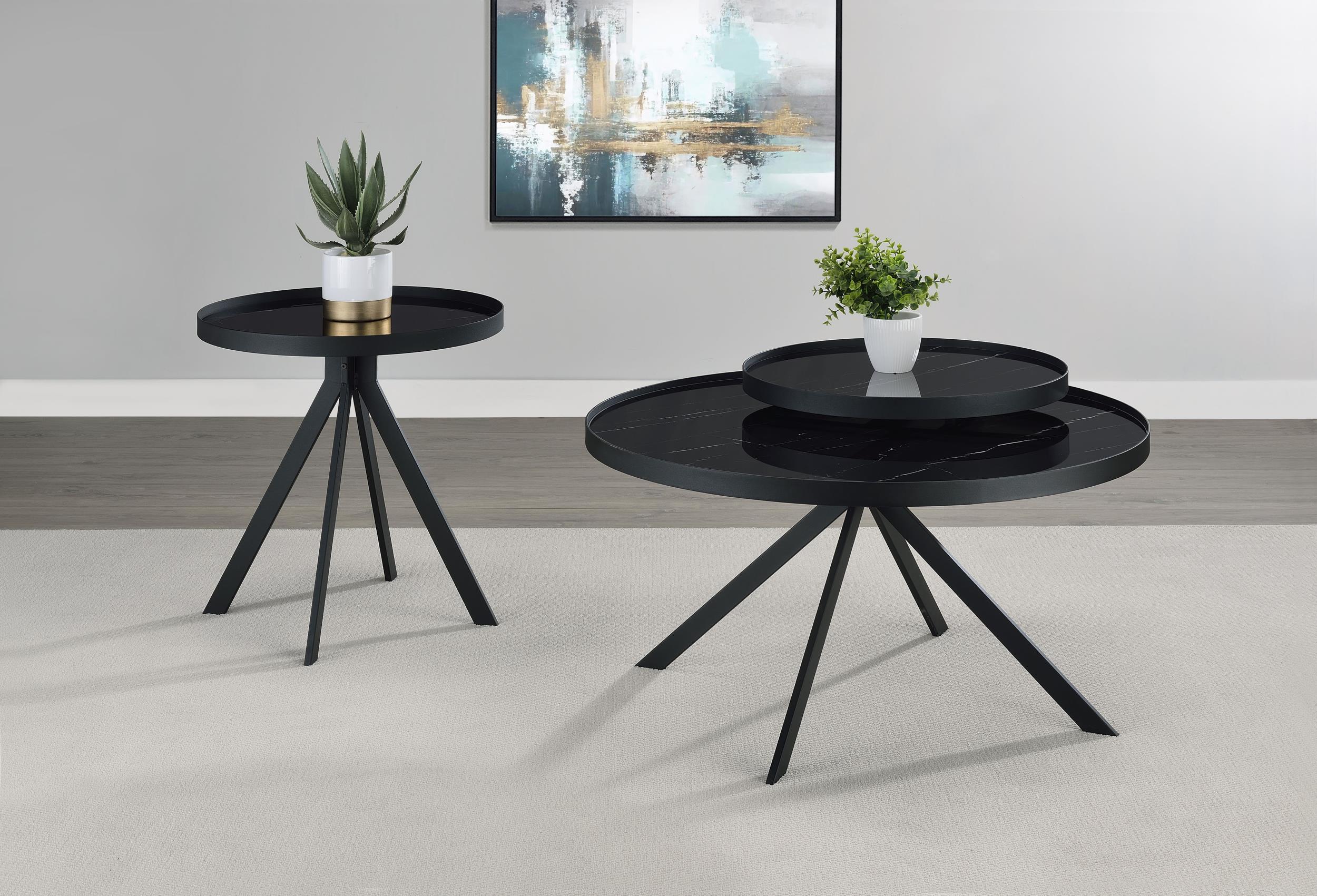 Briggs 2-piece Round Coffee and End Table Set Black - 706268-S2