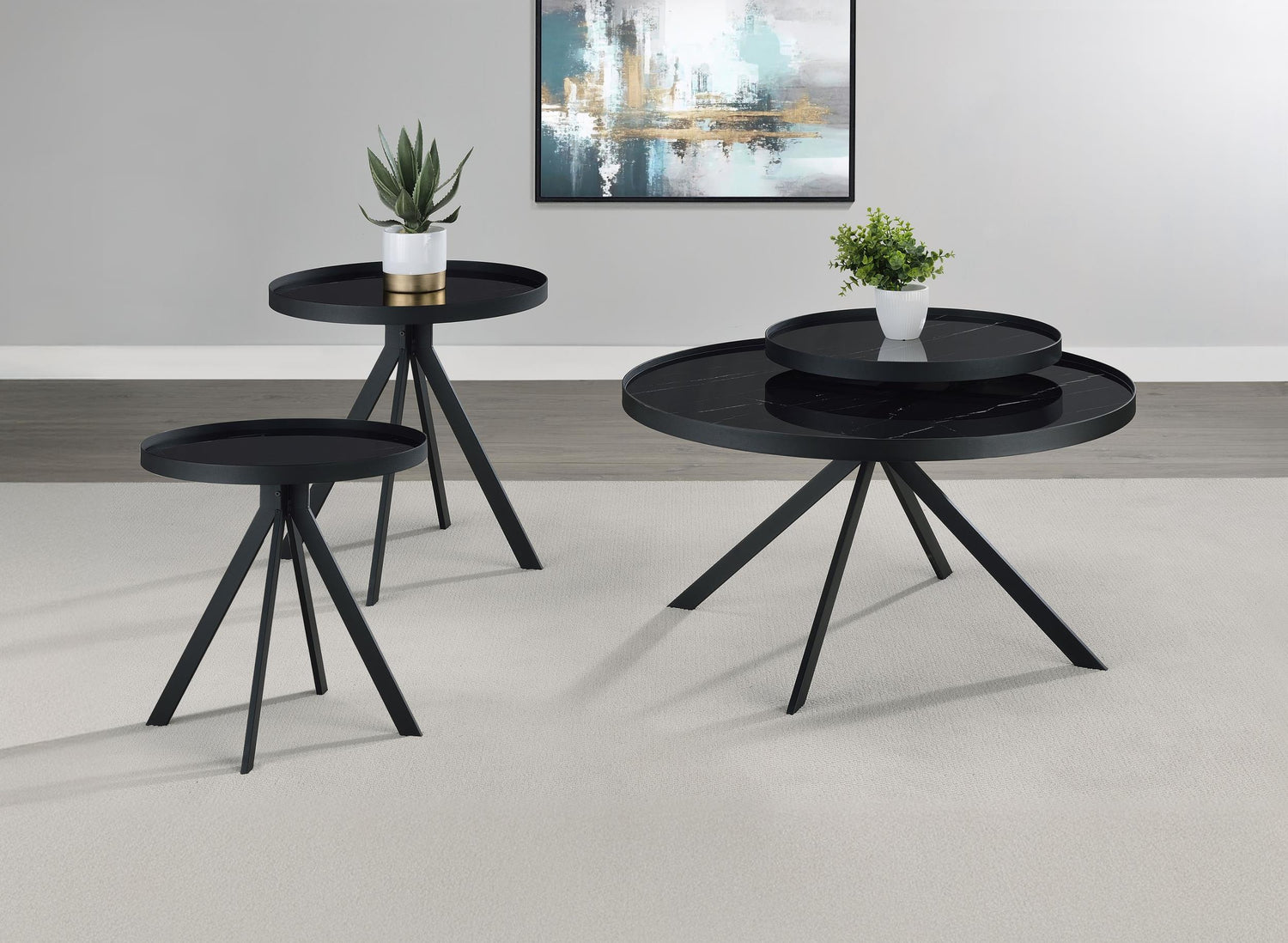Briggs 3-piece Round Coffee and End Table Set Black - 706268-S3
