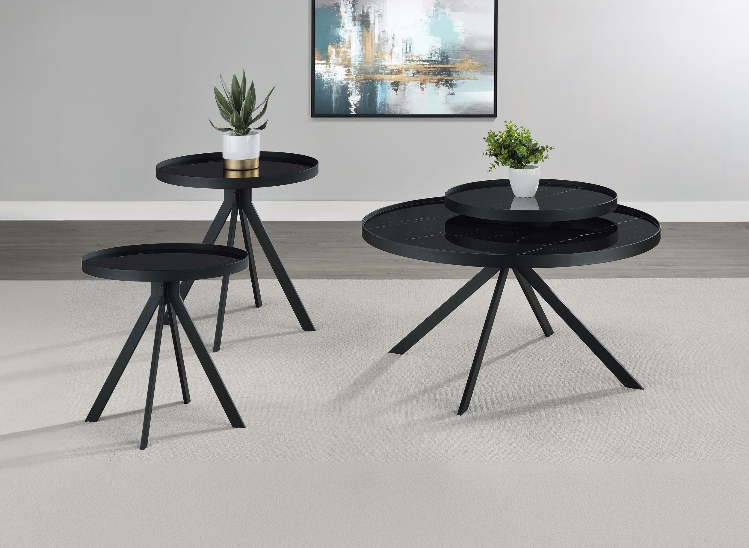 Briggs 3-piece Round Coffee and End Table Set Black - 706268-S3
