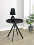 Briggs Round Marble Printed Glass Top End Table Black - 706267