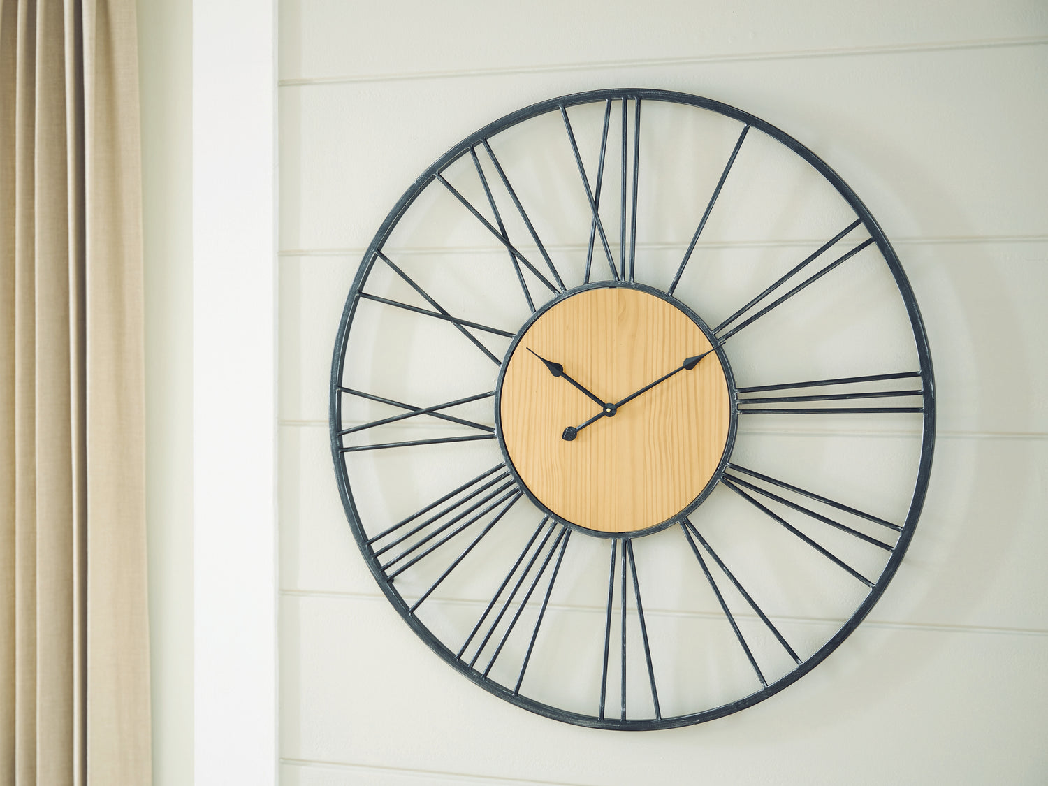 Brockett Black/Natural Wall Clock - A8010452