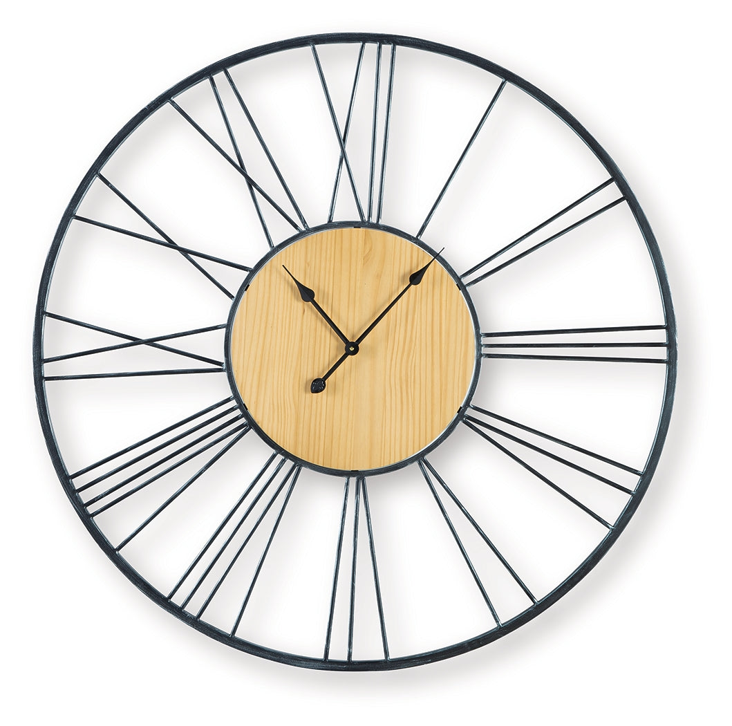 Brockett Black/Natural Wall Clock - A8010452