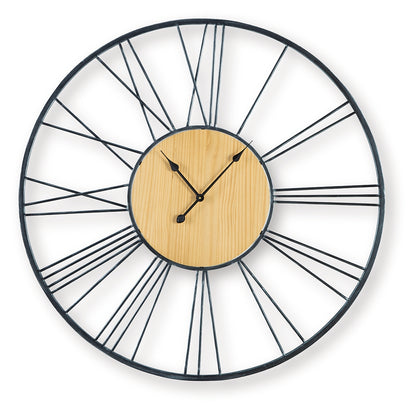 Brockett Black/Natural Wall Clock - A8010452