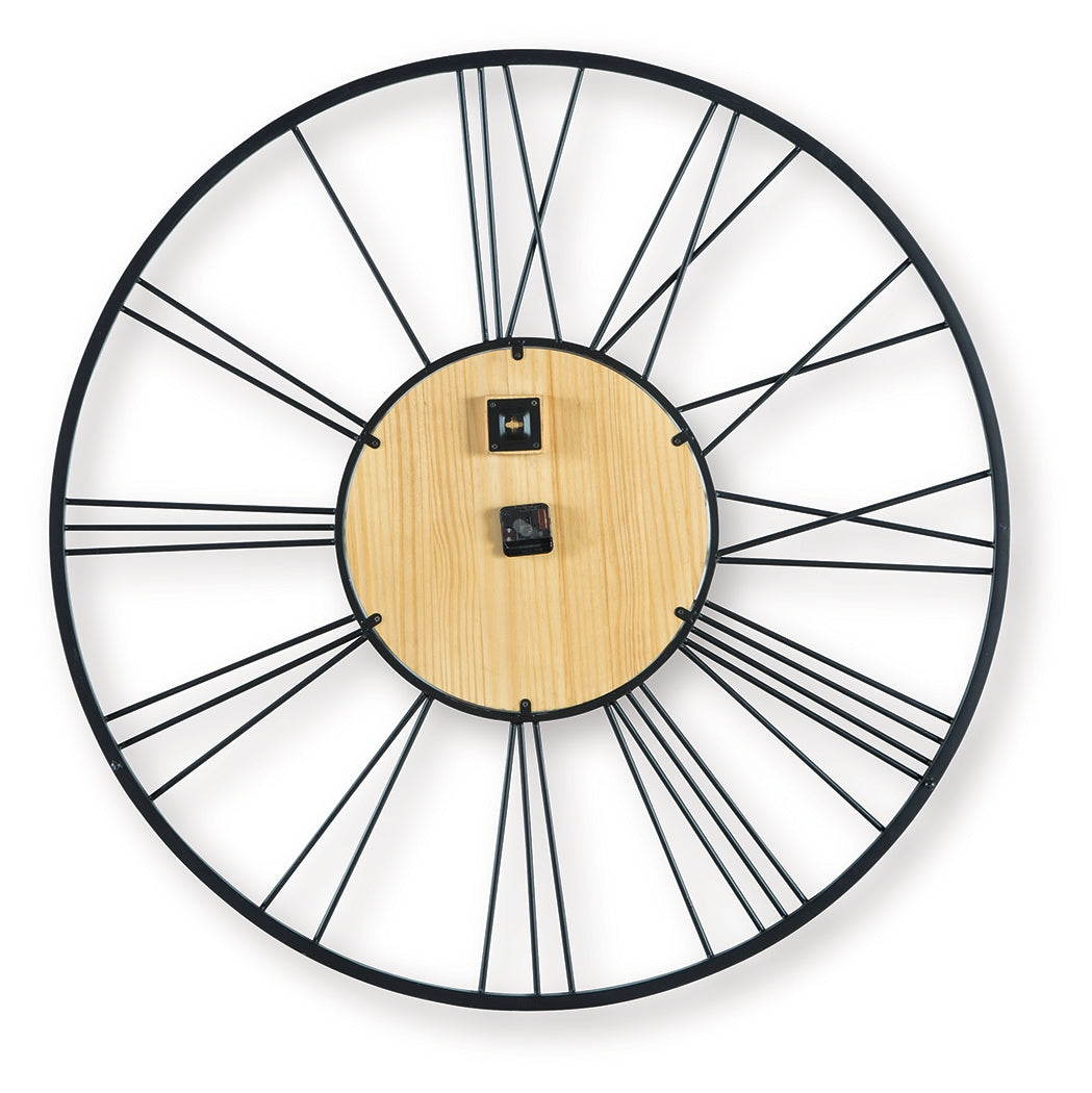 Brockett Black/Natural Wall Clock - A8010452