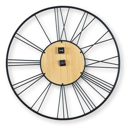 Brockett Black/Natural Wall Clock - A8010452