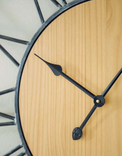 Brockett Black/Natural Wall Clock - A8010452
