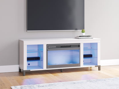 Brollevi White 60" TV Stand with Electric Fireplace - W2722-168
