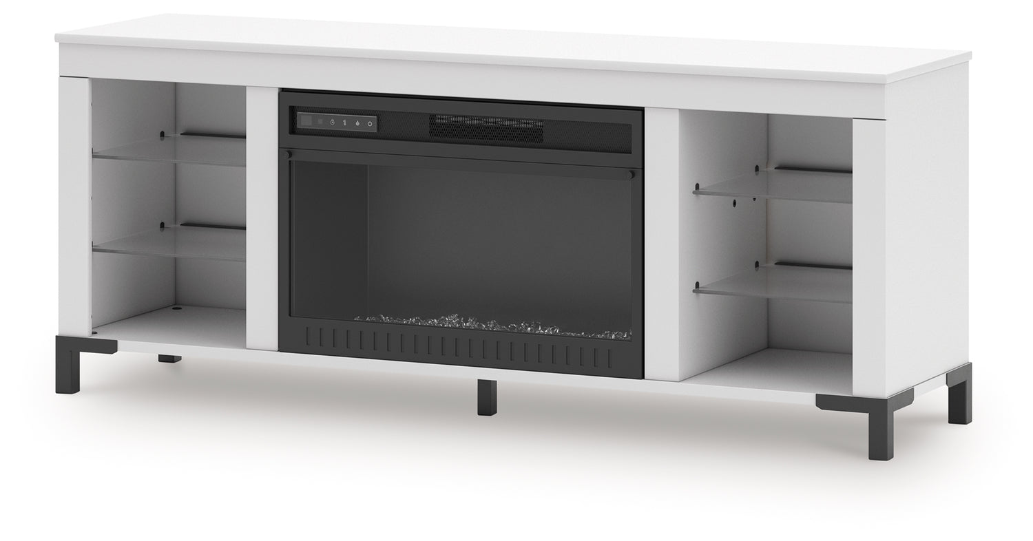Brollevi White 60" TV Stand with Electric Fireplace - W2722-168