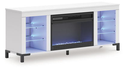 Brollevi White 60" TV Stand with Electric Fireplace - W2722-168