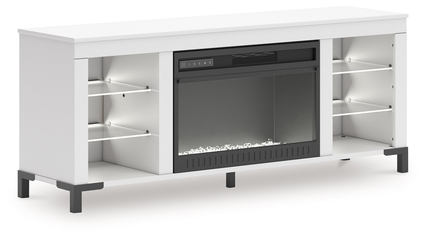 Brollevi White 60" TV Stand with Electric Fireplace - W2722-168