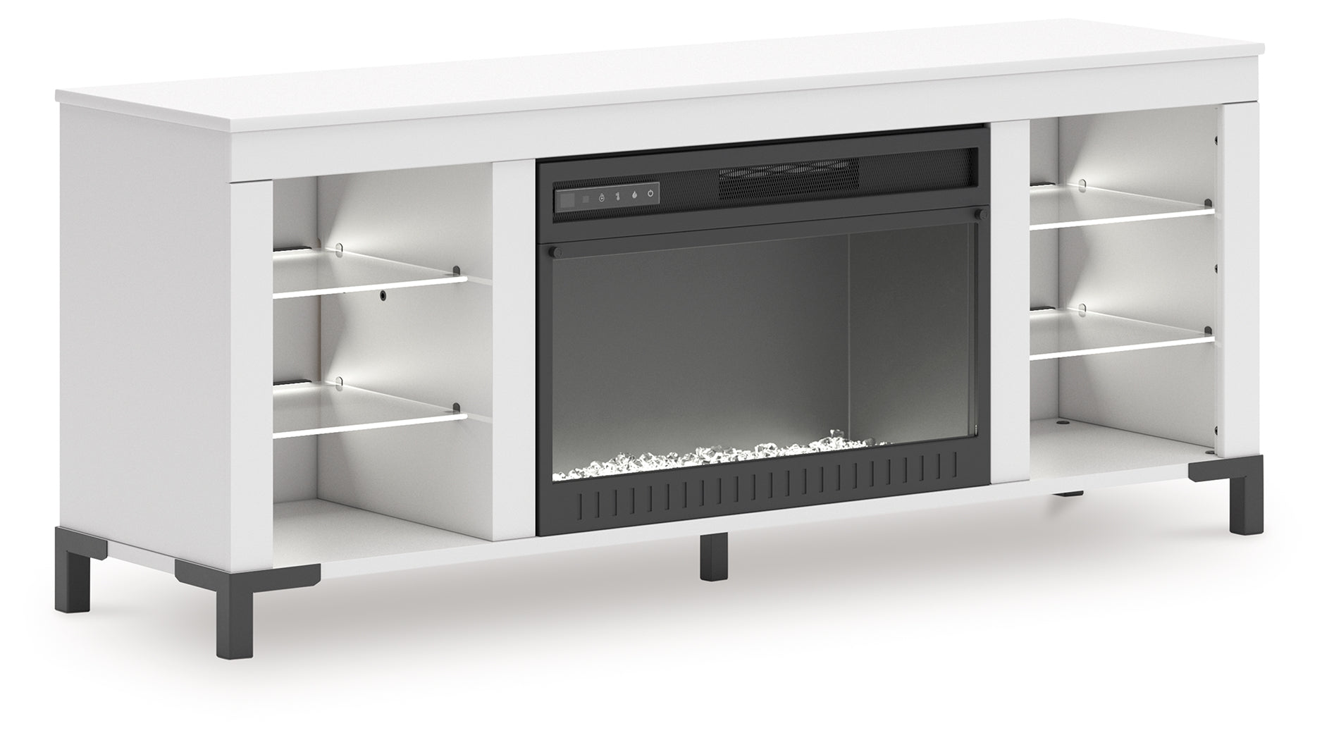 Brollevi White 60" TV Stand with Electric Fireplace - W2722-168
