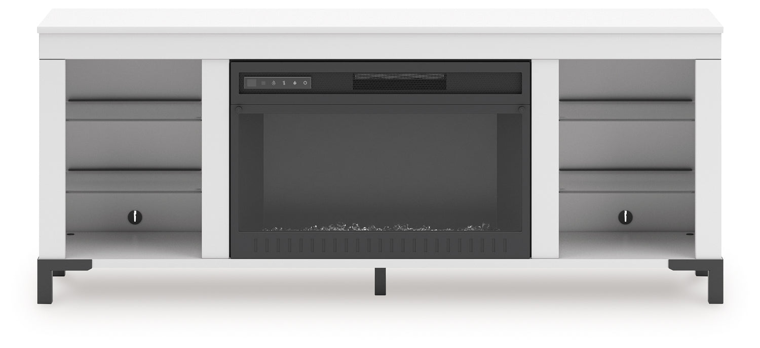 Brollevi White 60" TV Stand with Electric Fireplace - W2722-168