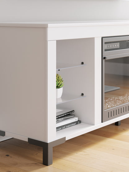 Brollevi White 60" TV Stand with Electric Fireplace - W2722-168