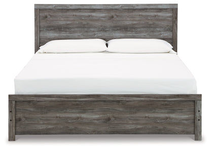 Bronyan King Panel Bed with Mirrored Dresser, Chest and 2 Nightstands in Dark Gray from Ashley - Luna Furniture