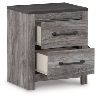 Bronyan King Panel Bed with Mirrored Dresser, Chest and 2 Nightstands in Dark Gray from Ashley - Luna Furniture