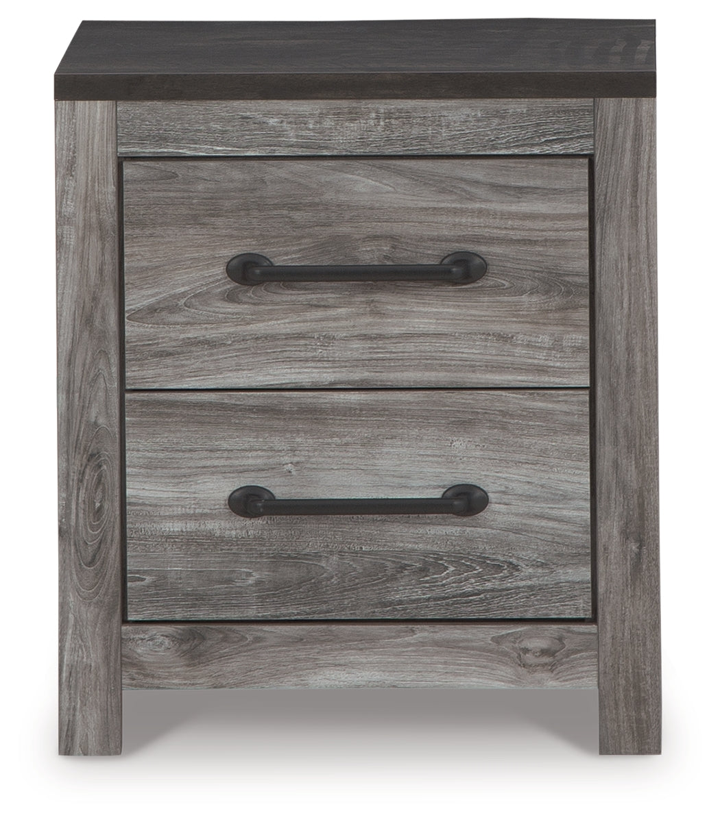 Bronyan King Panel Bed with Mirrored Dresser, Chest and 2 Nightstands in Dark Gray from Ashley - Luna Furniture