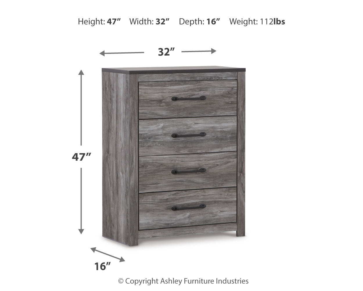 Bronyan King Panel Bed with Mirrored Dresser, Chest and 2 Nightstands in Dark Gray from Ashley - Luna Furniture