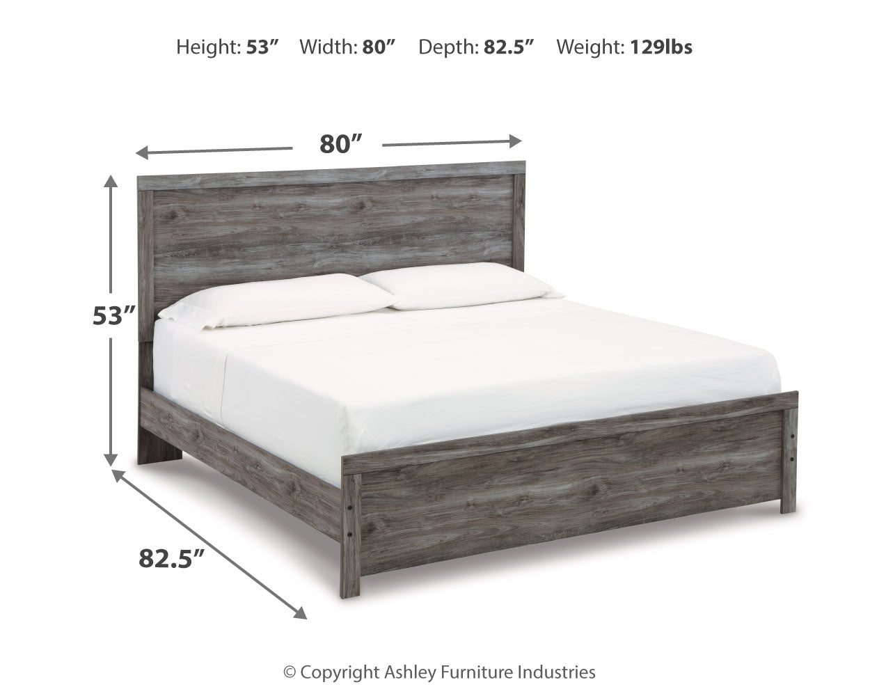 Bronyan King Panel Bed with Mirrored Dresser, Chest and 2 Nightstands in Dark Gray from Ashley - Luna Furniture