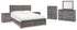 Bronyan King Panel Bed with Mirrored Dresser, Chest and 2 Nightstands in Dark Gray from Ashley - Luna Furniture