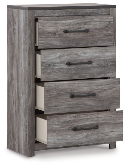 Bronyan King Panel Bed with Mirrored Dresser, Chest and 2 Nightstands in Dark Gray from Ashley - Luna Furniture