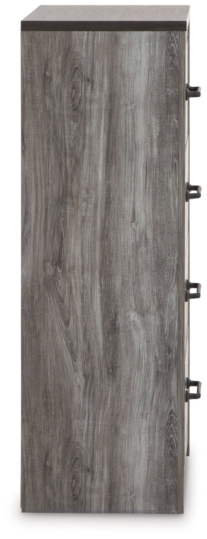 Bronyan King Panel Bed with Mirrored Dresser, Chest and 2 Nightstands in Dark Gray from Ashley - Luna Furniture