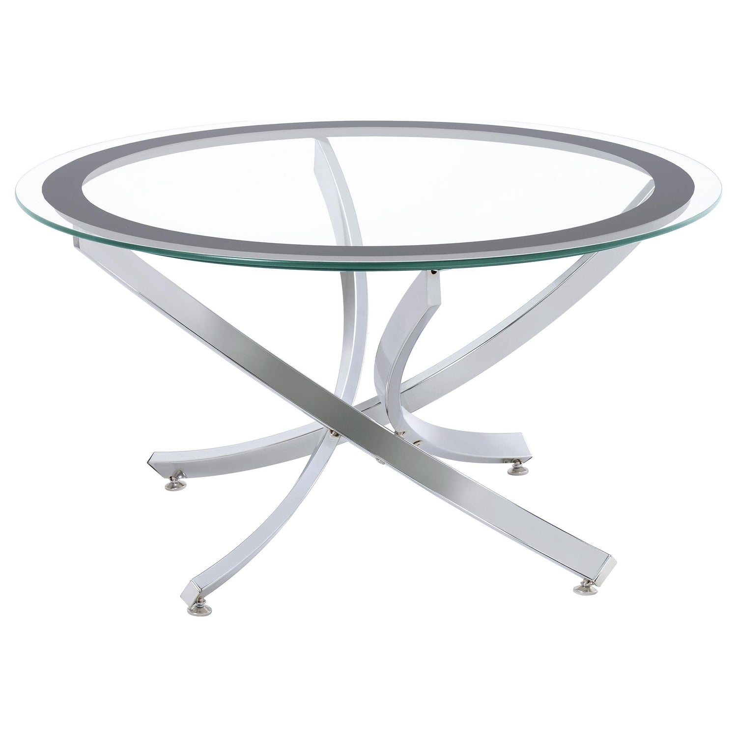 Brooke 2-piece Round Glass Top Coffee Table Set Chrome - 702588-S2