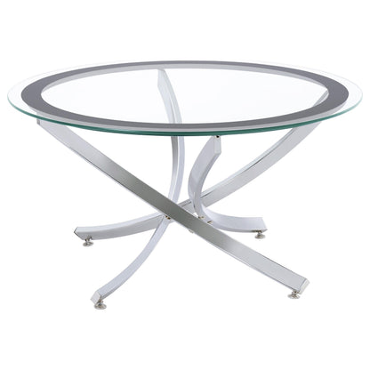 Brooke 2-piece Round Glass Top Coffee Table Set Chrome - 702588-S2