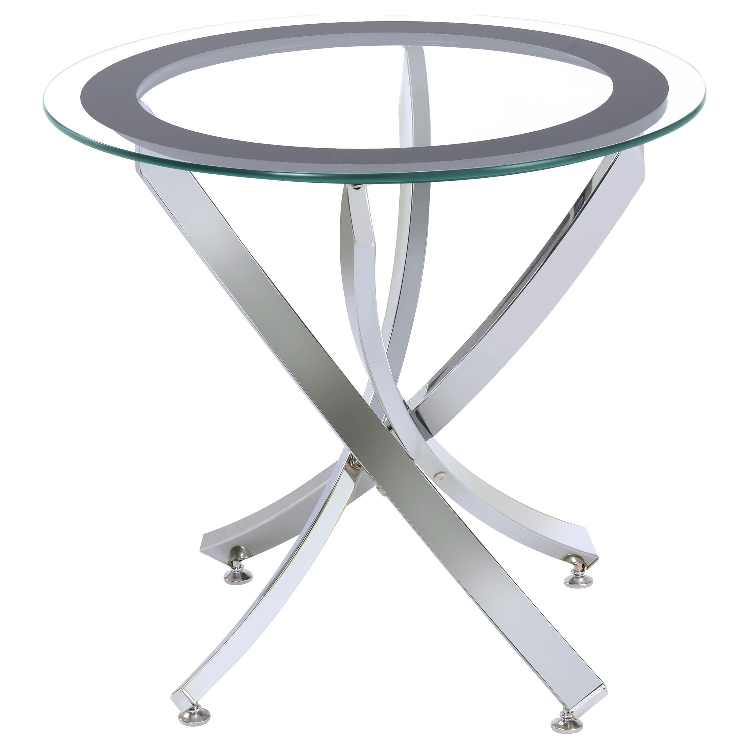 Brooke 2-piece Round Glass Top Coffee Table Set Chrome - 702588-S2