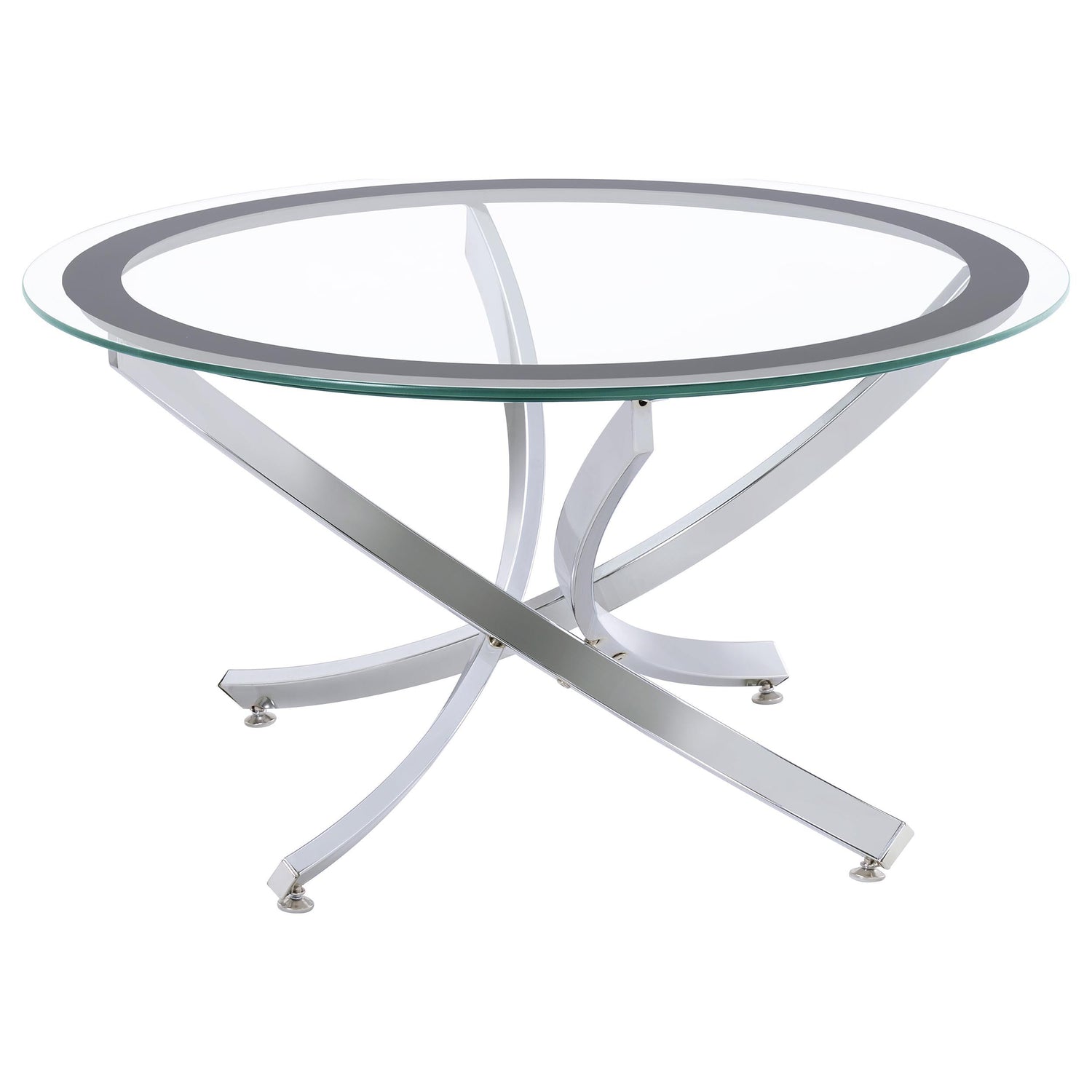 Brooke 3-piece Round Coffee and End Table Set Chrome - 702588-S3